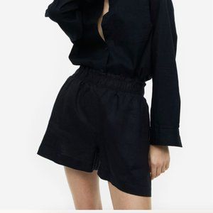 H&M black linen shorts